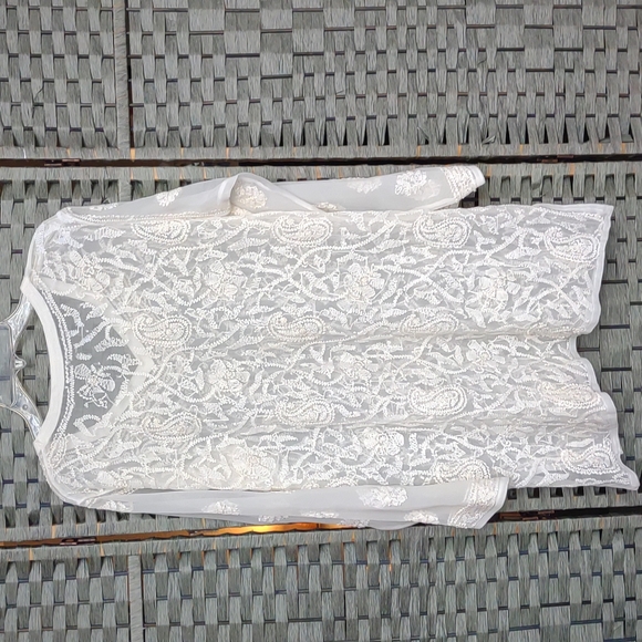 Women's cream sheer tunic - Picture 7 of 12